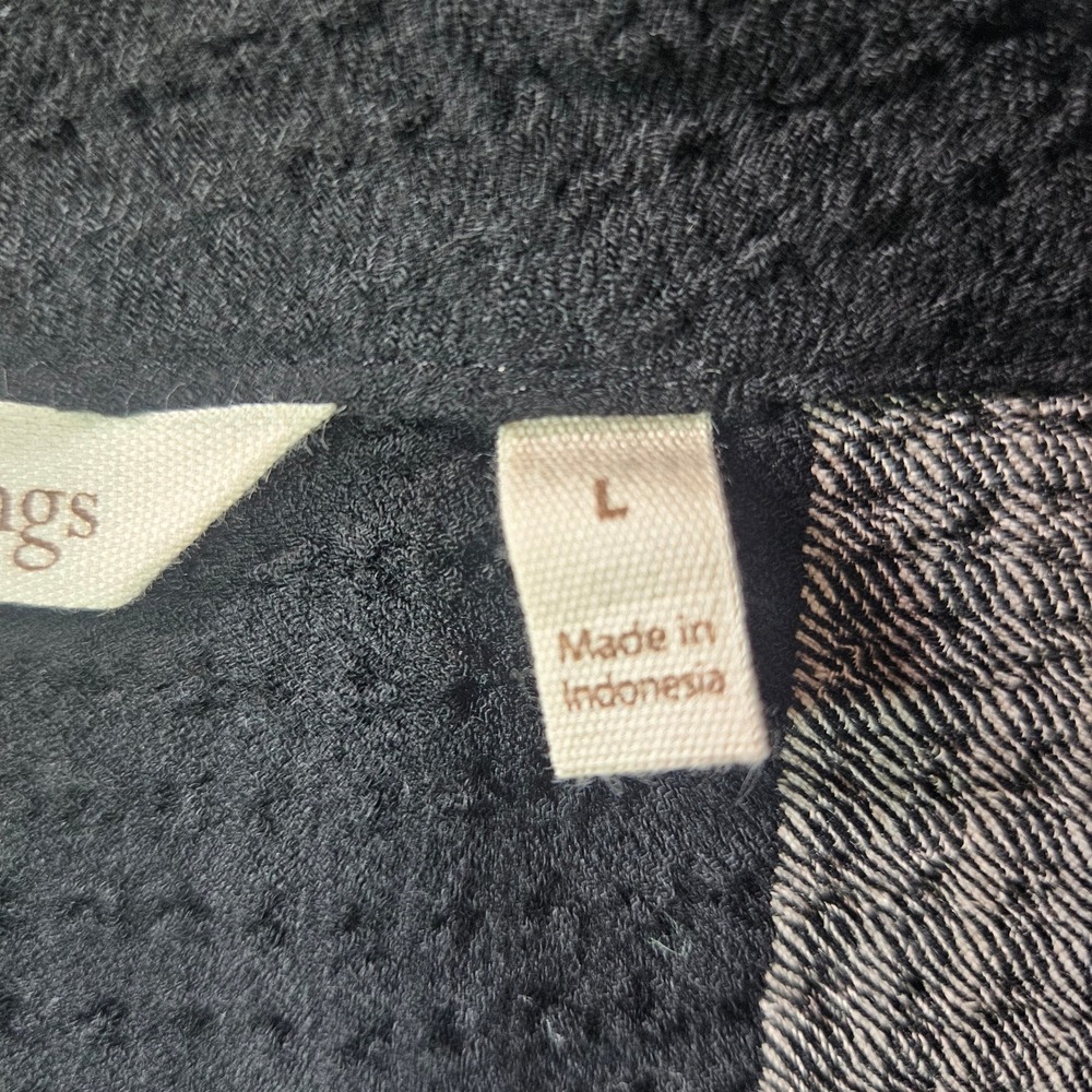 Soft Surroundings Black Gray Striped Tunic Top Women's Large‎ Roll Tab Sleeve - Picture 6 of 11